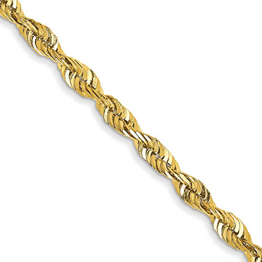 22" 10K Yellow Gold 2.25mm Extra-Light Diamond-cut Rope Chain Necklace