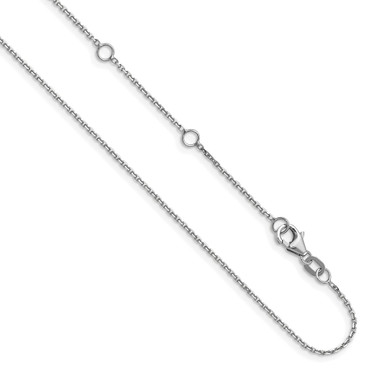 14k White Gold 1.1mm Diamond-cut Cable 2in+2in Adjustable Chain