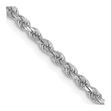 16" 10K White Gold 2mm Diamond-cut Rope Chain Necklace
