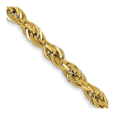 22" 14K Yellow Gold 2.8mm Semi-Solid Rope Chain Necklace