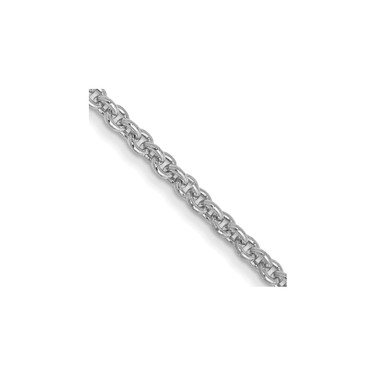 22" 14K White Gold 1.4mm Round Open Link Cable Chain Necklace