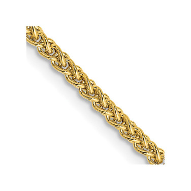 14K Yellow Gold 16 inch 2mm Hollow Wheat with Lobster Clasp Chain