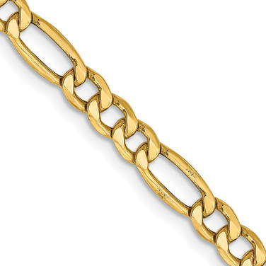 16" 10K Yellow Gold 4.4mm Semi-Solid Figaro Chain Necklace