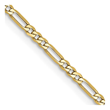 30" 10K Yellow Gold 1.75mm Flat Figaro Chain Necklace