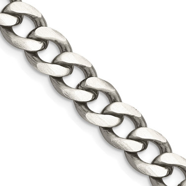 18" Sterling Silver Antiqued 8mm Curb Chain Necklace