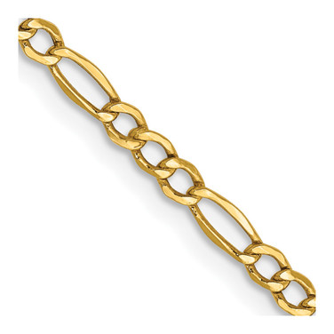 26" 14K Yellow Gold 2.5mm Semi-Solid Figaro Chain Necklace