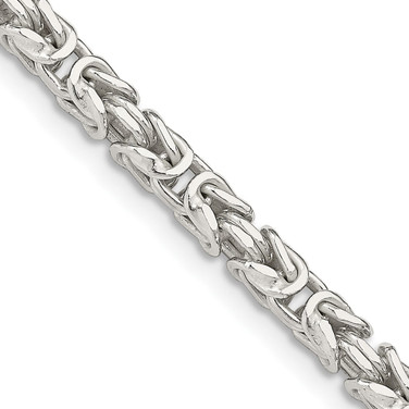 28" Sterling Silver 3.25mm Byzantine Chain Necklace