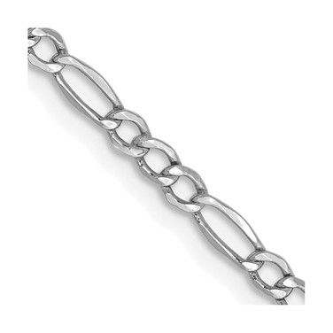 14K White Gold 24 inch 2.5mm Hollow Figaro with Lobster Clasp Chain