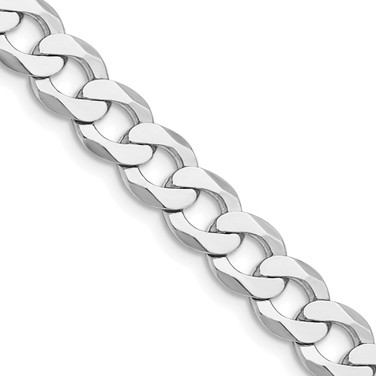 Sterling Silver Rhodium-plated 8mm Flat Curb Chain QLB200R-26