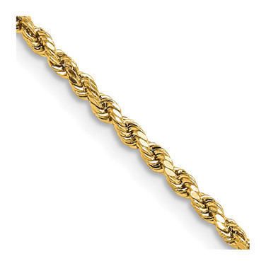 20" 10K Yellow Gold 2.25mm Semi-solid Diamond-cut Rope Chain Necklace