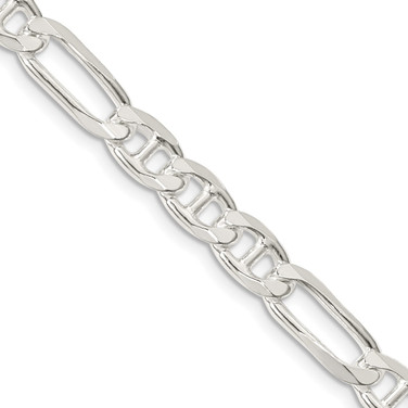 26" Sterling Silver 6.5mm Figaro Anchor Chain Necklace