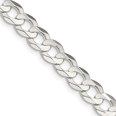 30" Sterling Silver 6.75mm Concave Beveled Curb Chain Necklace