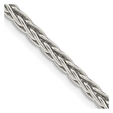30" Sterling Silver Antiqued 3.25mm Solid Square Spiga Chain Necklace