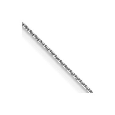 14K White Gold 26 inch .8mm Diamond-cut Round Open Link Cable with Lobster Clasp Chain