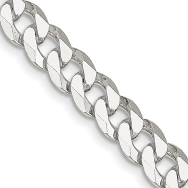 Sterling Silver 7mm Beveled Curb Chain QFB180-18