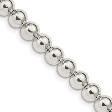 Sterling Silver 6.1mm Beads on Box Chain QK35-16