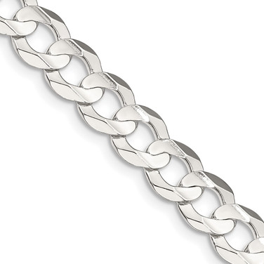 22" Sterling Silver 8mm Concave Beveled Curb Chain Necklace