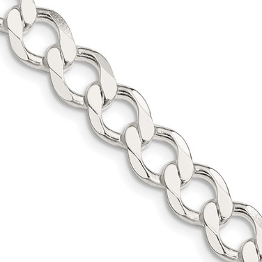 Sterling Silver 8.1mm Hollow Flat Curb Chain QLFB180-18