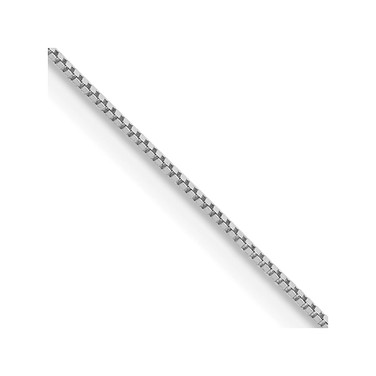 14K White Gold 20 inch Carded .5mm Box Link with Spring Ring Clasp Chain