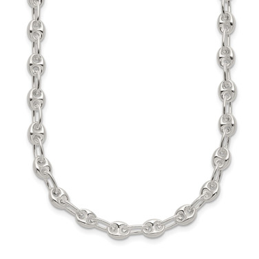 18" Sterling Silver 5.13mm Polished Fancy Link Chain Necklace