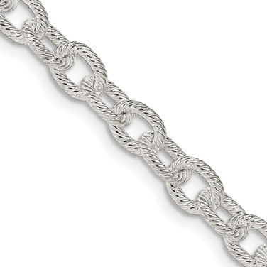 Sterling Silver 6.25mm Fancy Patterned Rolo Chain QFC48-16 Sterling Silver 6.25mm Fancy Patterned Rolo Chain QFC48-16