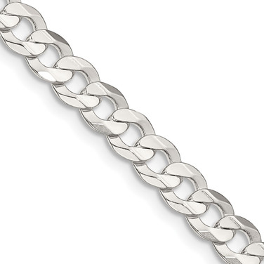 26" Sterling Silver 5.65mm Concave Beveled Curb Chain Necklace