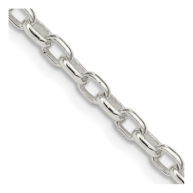Sterling Silver 3.2mm Oval Fancy Rolo Chain QFC86-24