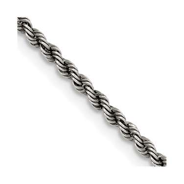 Sterling Silver Ruthenium-plated 2.3mm Rope Chain