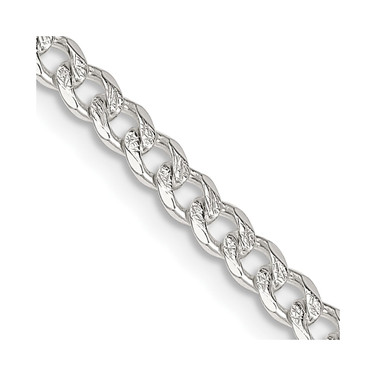 16" Sterling Silver 4mm Pave Curb Chain Necklace