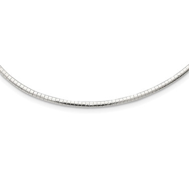 16" Sterling Silver 3mm Cubetto Omega Chain Necklace