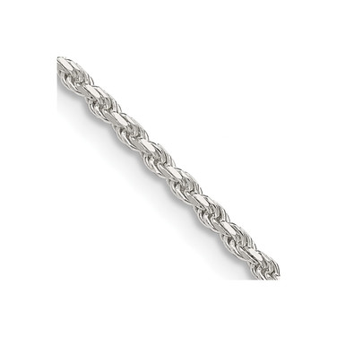 22" Sterling Silver 1.85mm Diamond-cut Rope Chain Necklace