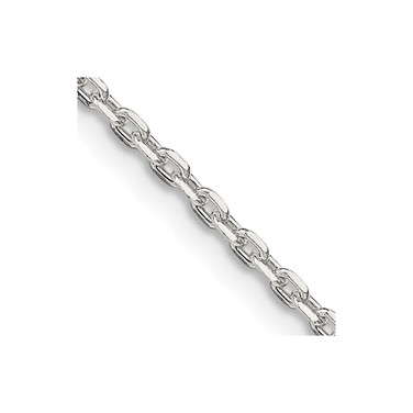 26" Sterling Silver 2mm Beveled Oval Cable Chain Necklace