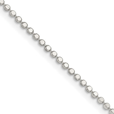 24" Sterling Silver 1.15mm Square Fancy Beaded Chain Necklace