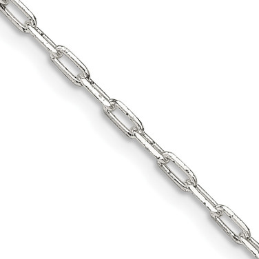 22" Sterling Silver 2mm Elongated Open Link Chain Necklace