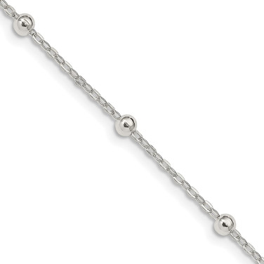 18" Sterling Silver 1.3mm Fancy Beaded Chain Necklace