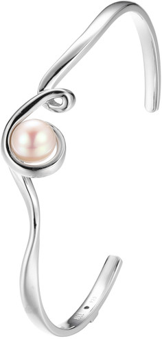 ELLE Jewelry - 6.75" Rhodium-Plated Sterling Silver Luna 2.0 Cuff Bracelet with Cultured Freshwater Pearl