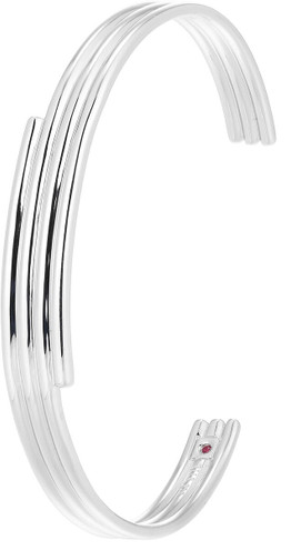 ELLE Jewelry - Rhodium-Plated Sterling Silver Goddess Collection Cuff Bracelet with Flowing Lines