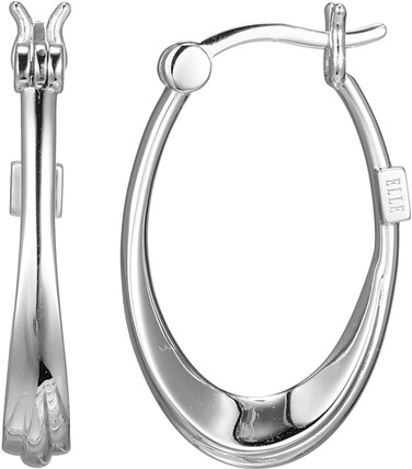 ELLE Jewelry - 25mm Rhodium-Plated Sterling Silver Swirl Collection Hoop Earrings