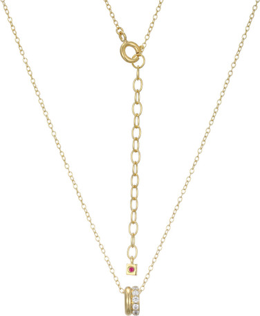 ELLE Jewelry - 16"+2" Gold-Plated Sterling Silver Cable Chain Necklace with Round Cubic Zirconia Slide Pendant
