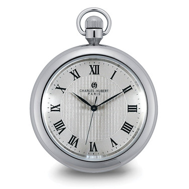 Charles-Hubert 42mm Mens Stainless Steel Silver-Tone Dial Quartz Pocket Watch