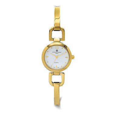 Charles-Hubert 24mm Womens White Dial Gold-Plated Quartz Watch