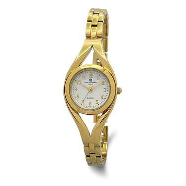Charles-Hubert 26mm Womens White Dial Gold-Plated Quartz Watch