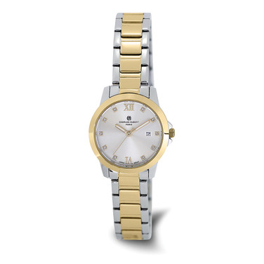 Charles-Hubert Womens Two-Tone Yellow-plated Stainless Steel Quartz Silver-tone Dial with Date Watch