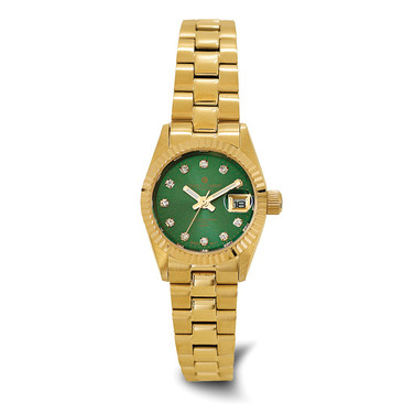 Charles-Hubert Womens Yellow-plated Stainless Steel Quartz Green Dial Watch