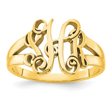 Laser Polished Three Letter Monogram Personalized Custom Ring