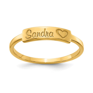 Personalizable Customizable Casted Name Bar with Heart Ring