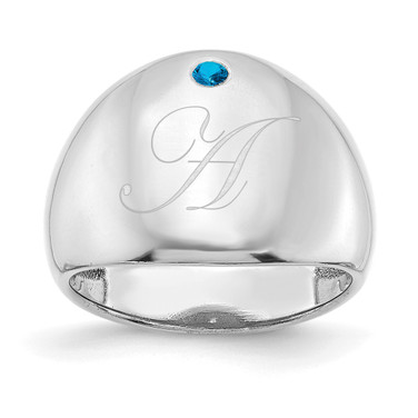 Personalized Custom Initial and 1 to 5 Lab-Created Birthstones Cigar Ring For Mom, Dad, Grandma or Grandpa