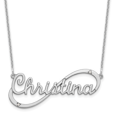 Personalized Custom Infinity Nameplate Necklace with Diamonds on 18" Cable Chain