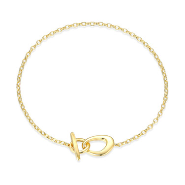 7.25" Yellow Gold-Plated Sterling Silver Freeform Shape Toggle Bracelet by ELLE