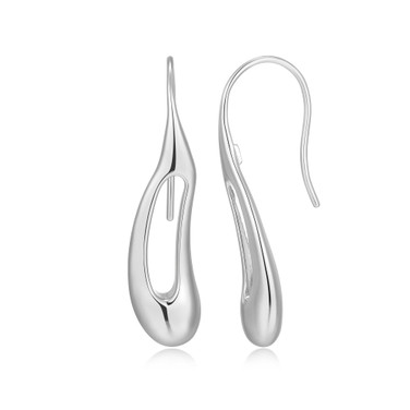32mm Polished Sterling Silver Drop Earrings with Open Teardrop Silhouette - Lightweight & Bold by ELLE